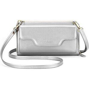 Women 10 - Silver Wallet Imported Purses Crossbody Zipper Hand Bags